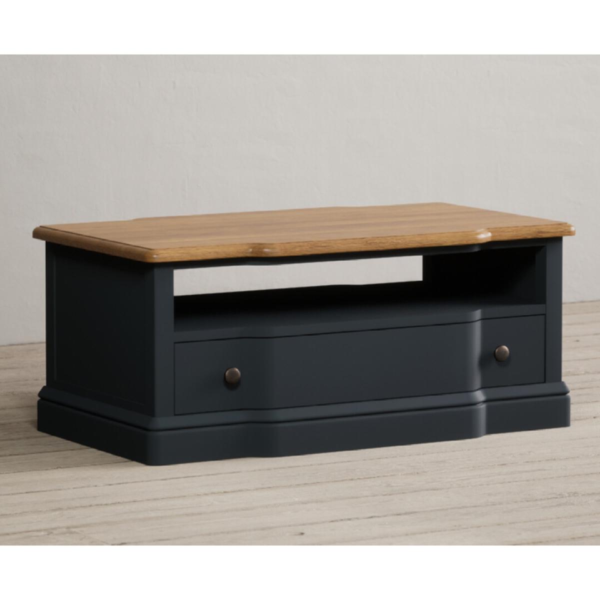 Delphine Oak and Blue Painted 2 Drawer Coffee Table – image 3