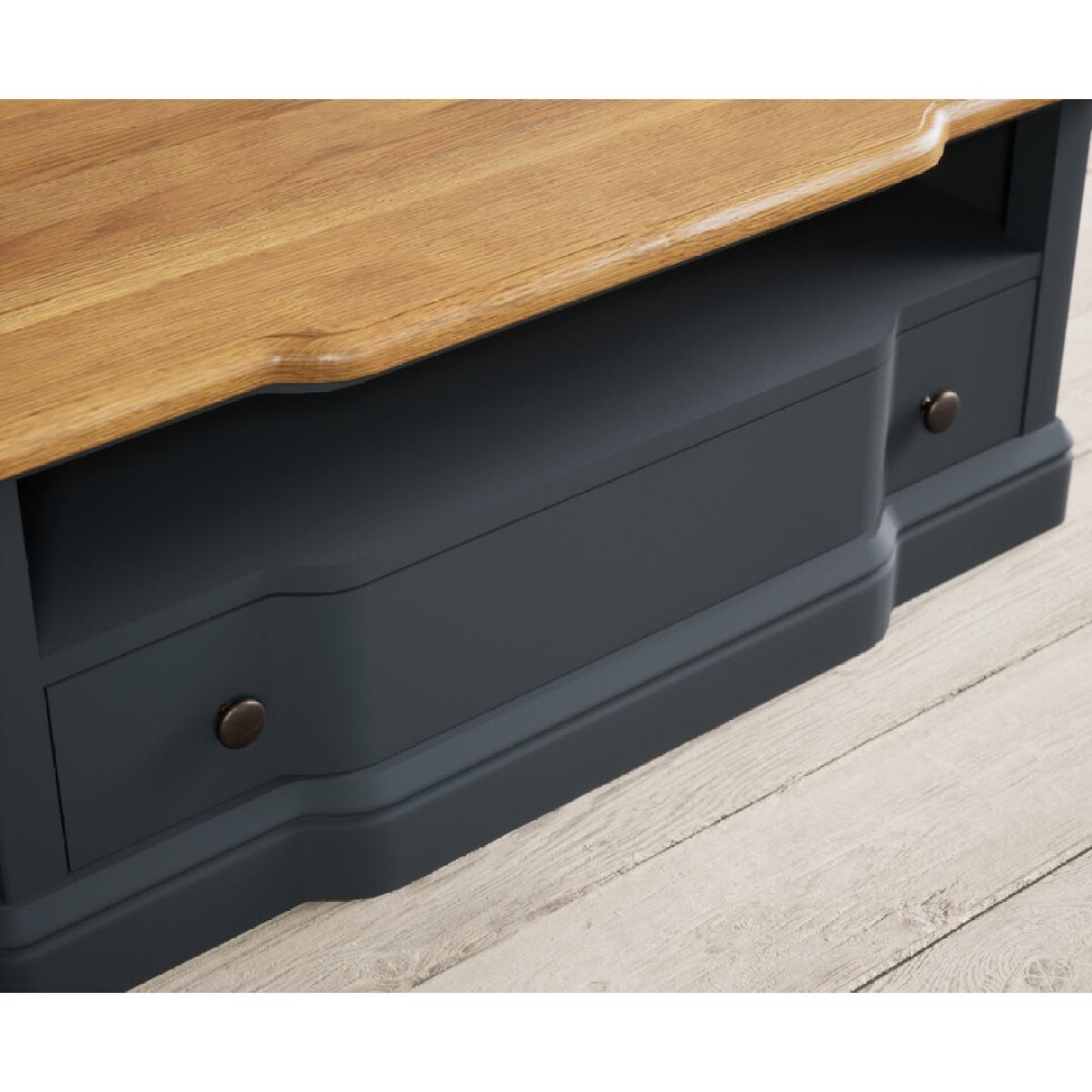 Delphine Oak and Blue Painted 2 Drawer Coffee Table – image 4