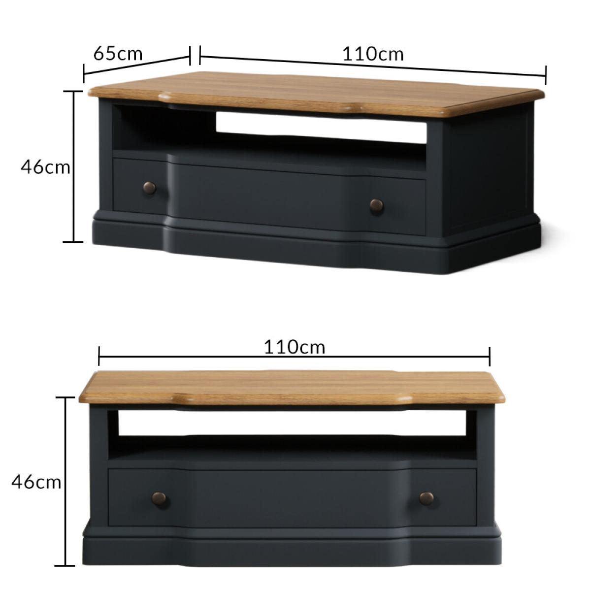 Delphine Oak and Blue Painted 2 Drawer Coffee Table – image 9