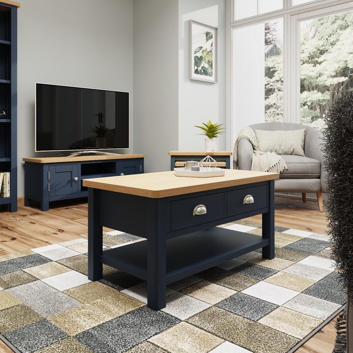 Cole Oak and Blue Large Coffee Table – image 2