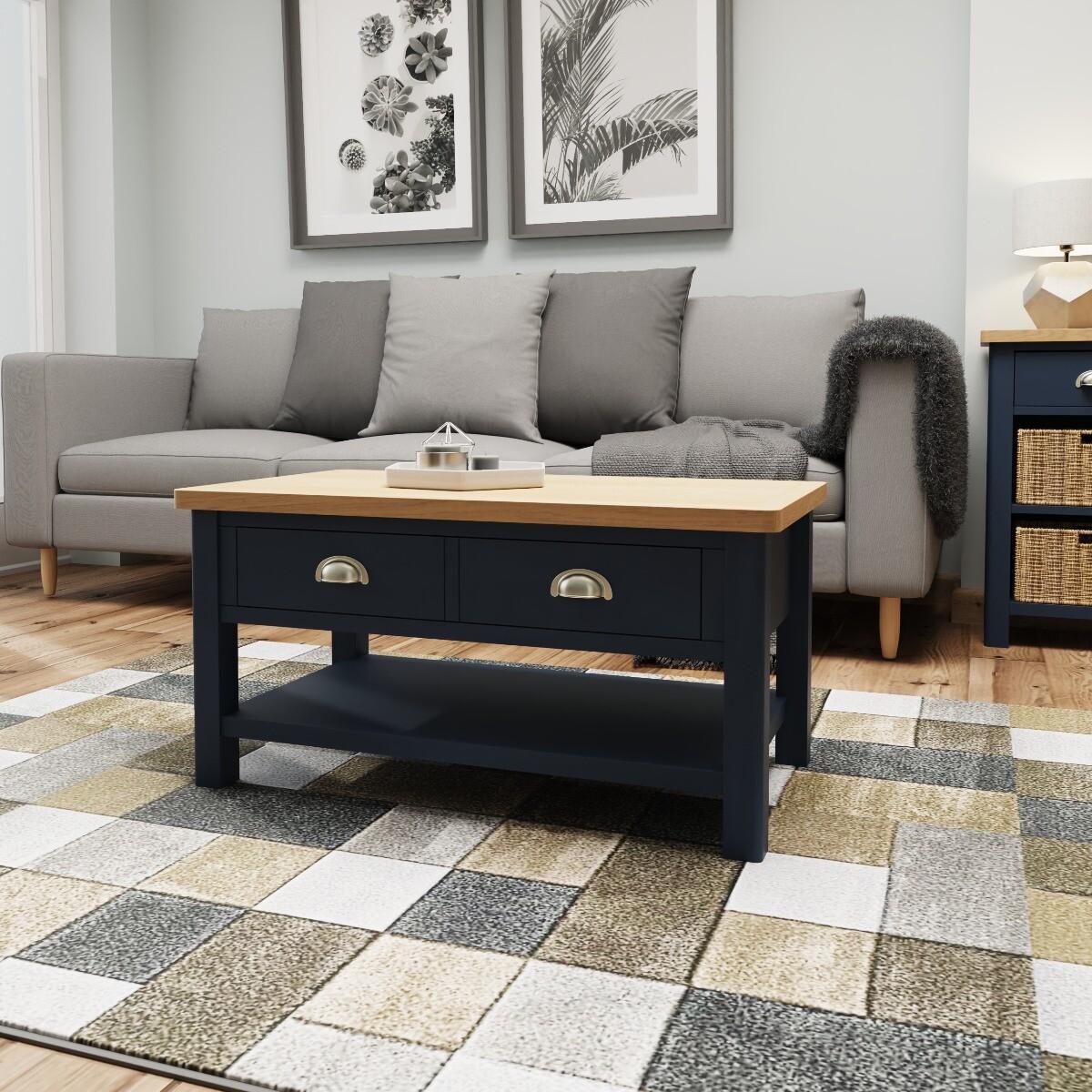 Cole Oak and Blue Large Coffee Table – image 1