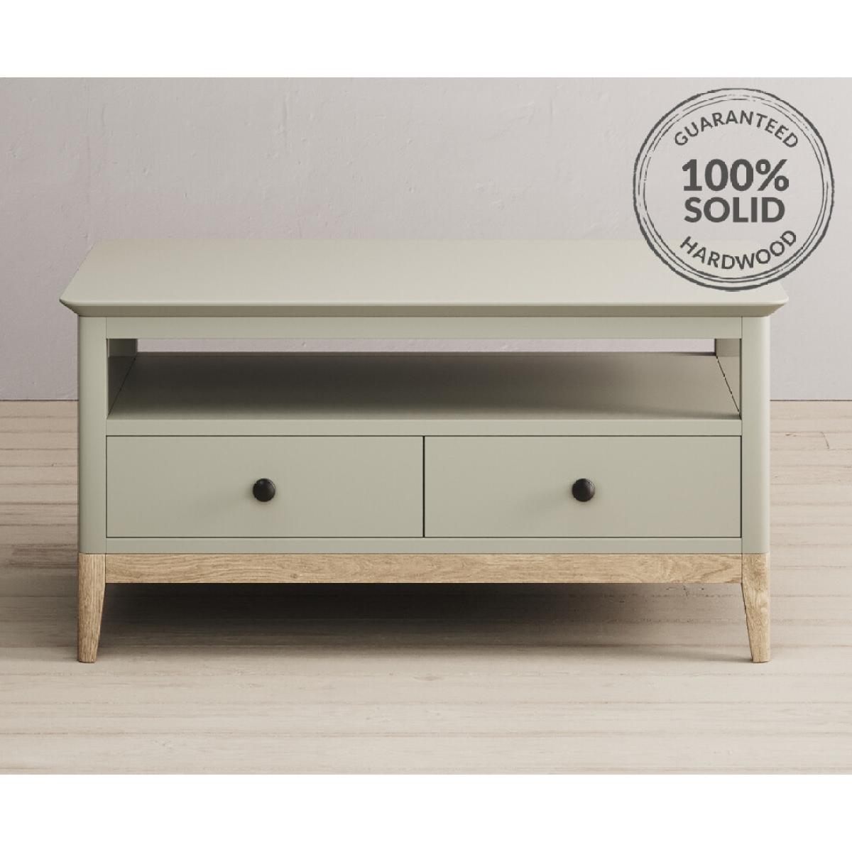 Ancona Oak and Soft Green Painted 4 Drawer Coffee Table – image 2