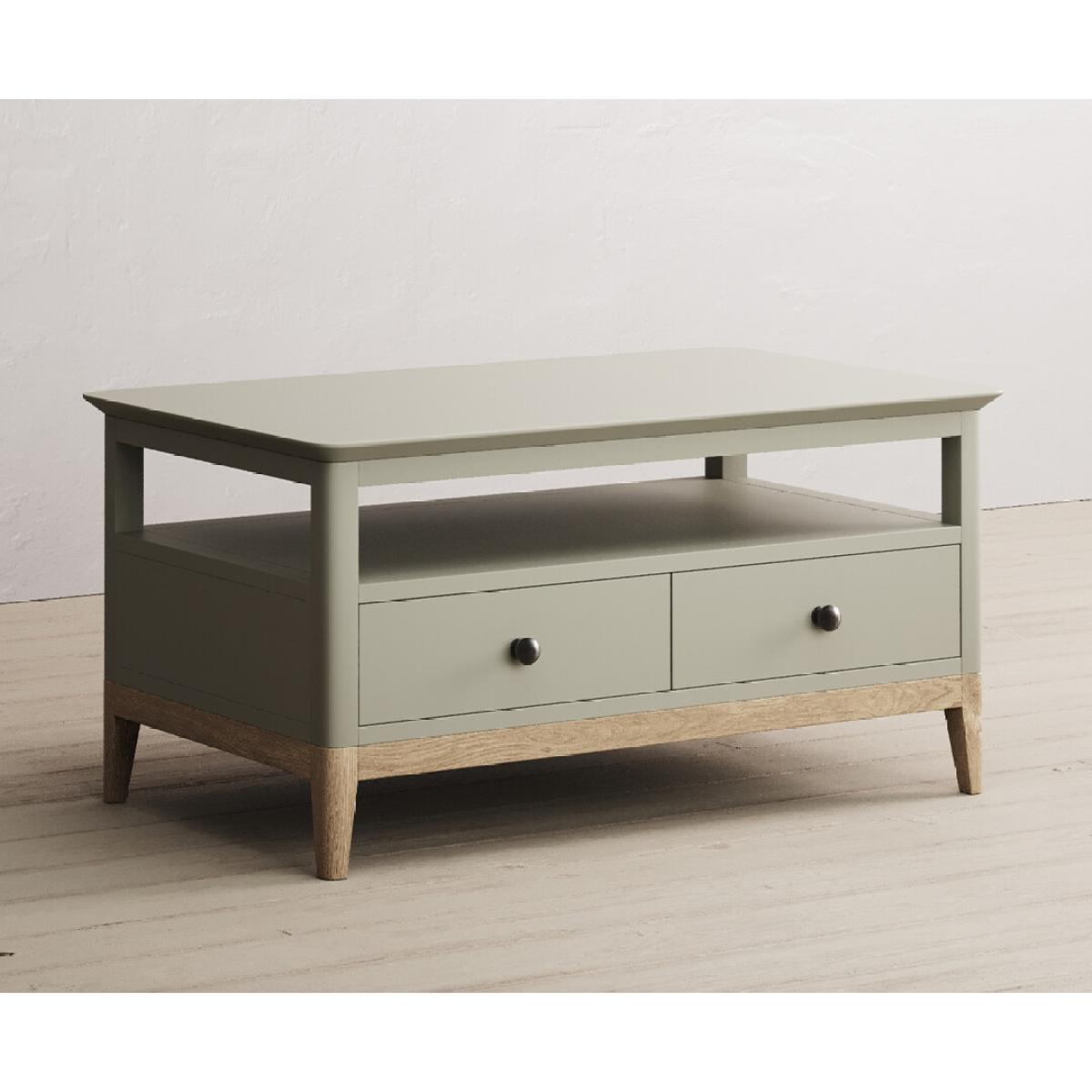 Ancona Oak and Soft Green Painted 4 Drawer Coffee Table – image 3