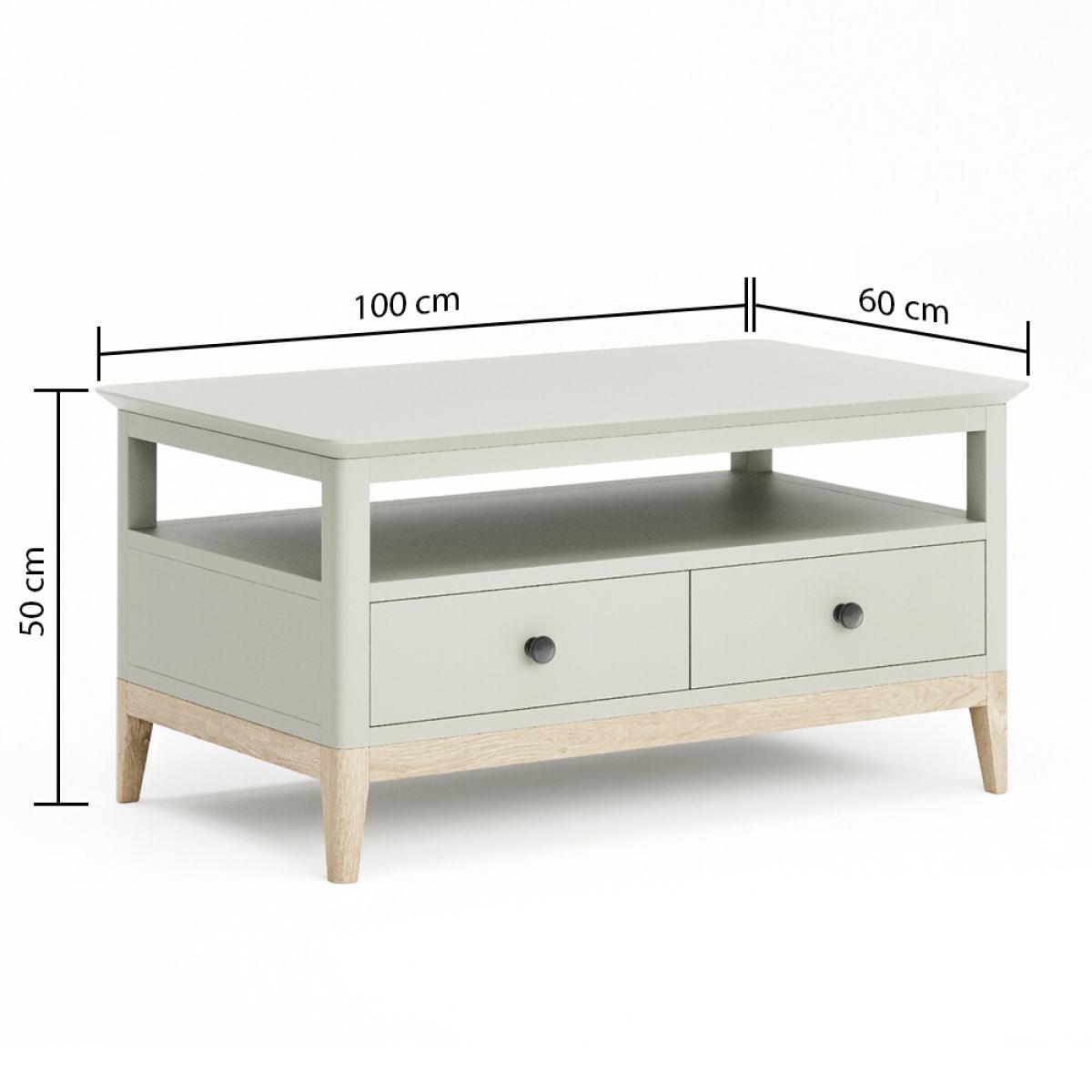 Ancona Oak and Soft Green Painted 4 Drawer Coffee Table – image 9