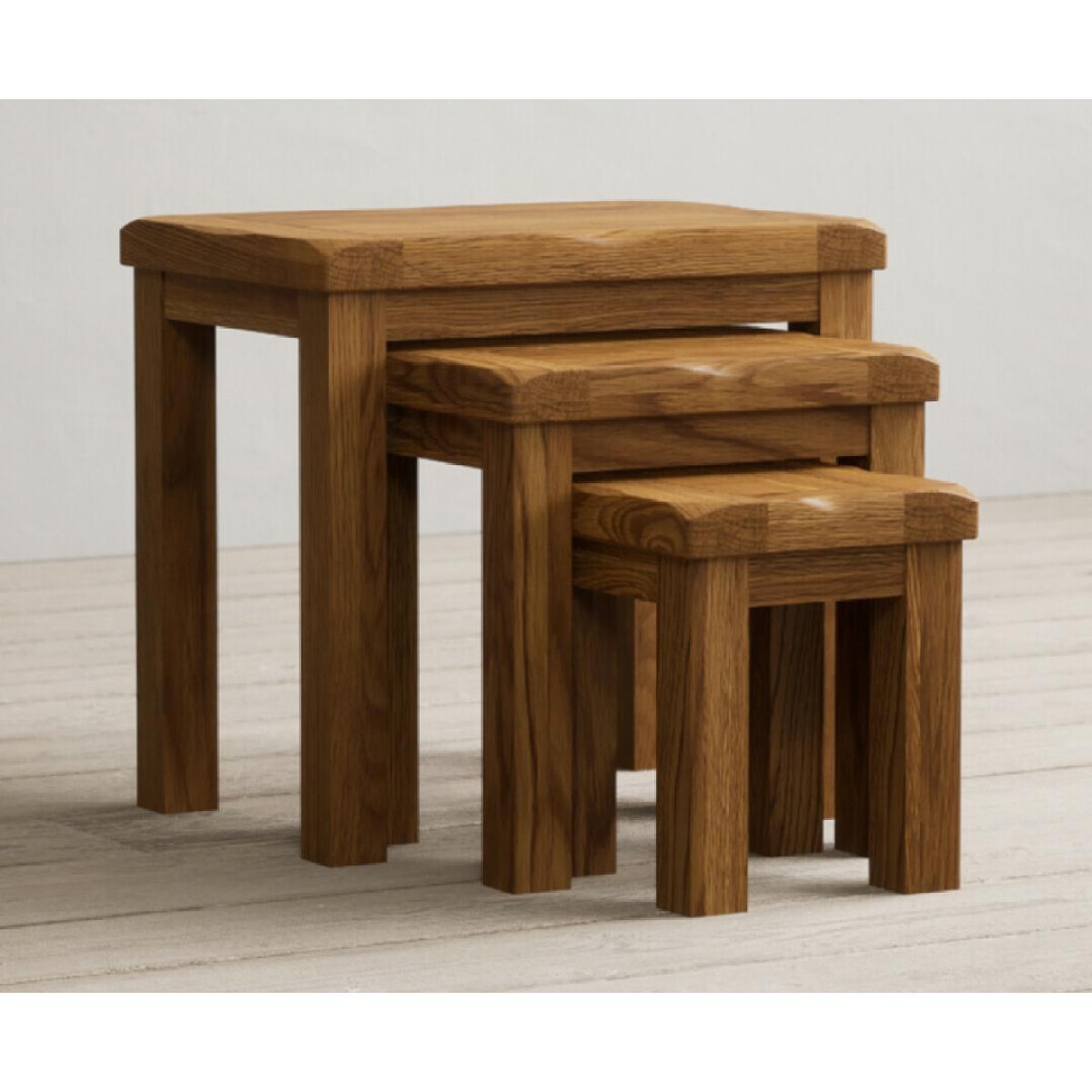 Harrogate Rustic Solid Oak Nest Of Tables – image 3