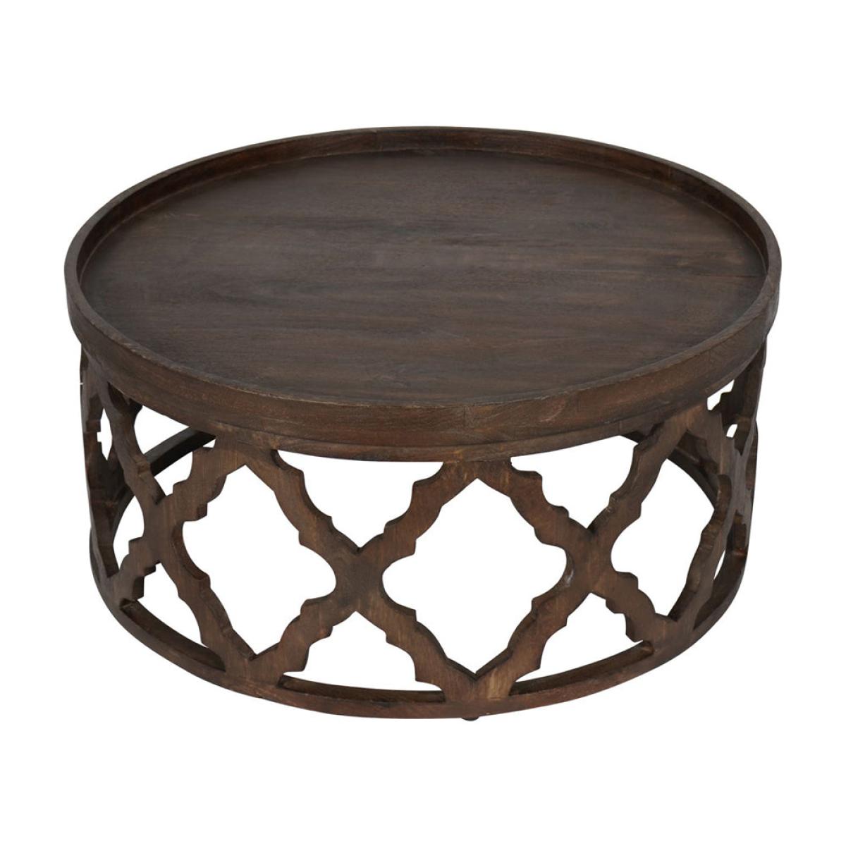 Libra Calm Neutral Collection - Kielder Solid Carved Wooden Coffee Table in Dark Brown – image 2