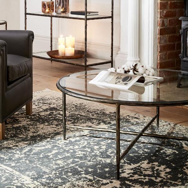 Libra Patterdale Round Dark Bronze Finish With Glass Top Coffee Table – image 4