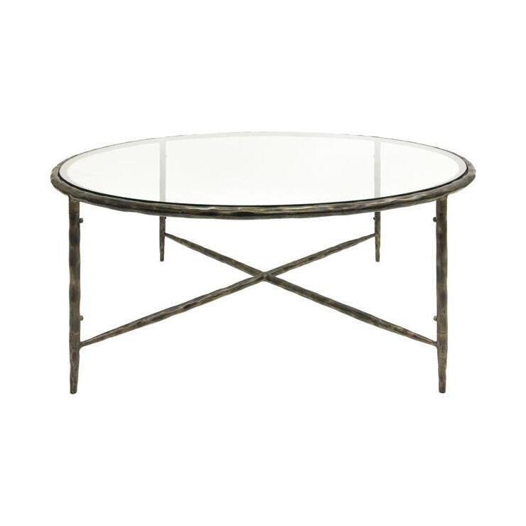 Libra Patterdale Round Dark Bronze Finish With Glass Top Coffee Table – image 2