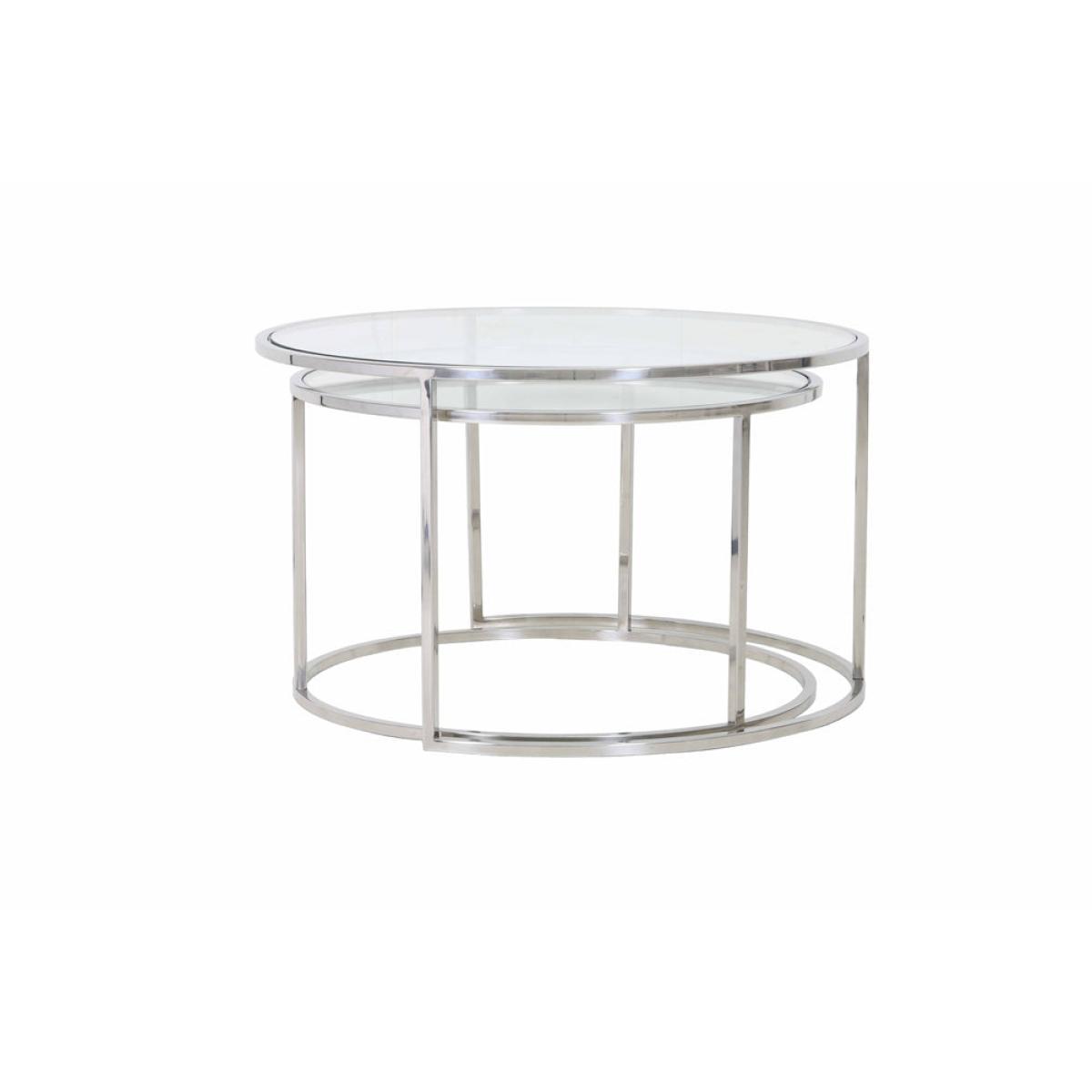 Light & Living Duarte Coffee Table Nickel And Glass Set of 2 – image 2