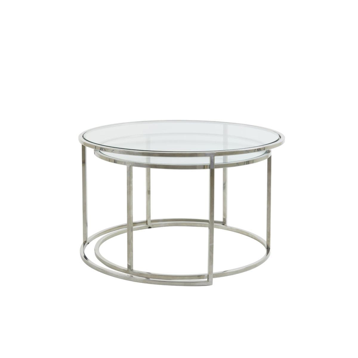 Light & Living Duarte Coffee Table Nickel And Glass Set of 2 – image 4