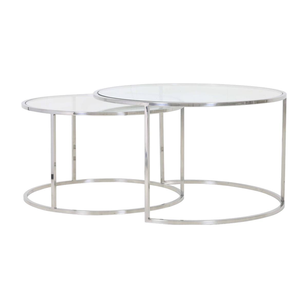 Light & Living Duarte Coffee Table Nickel And Glass Set of 2 – image 1