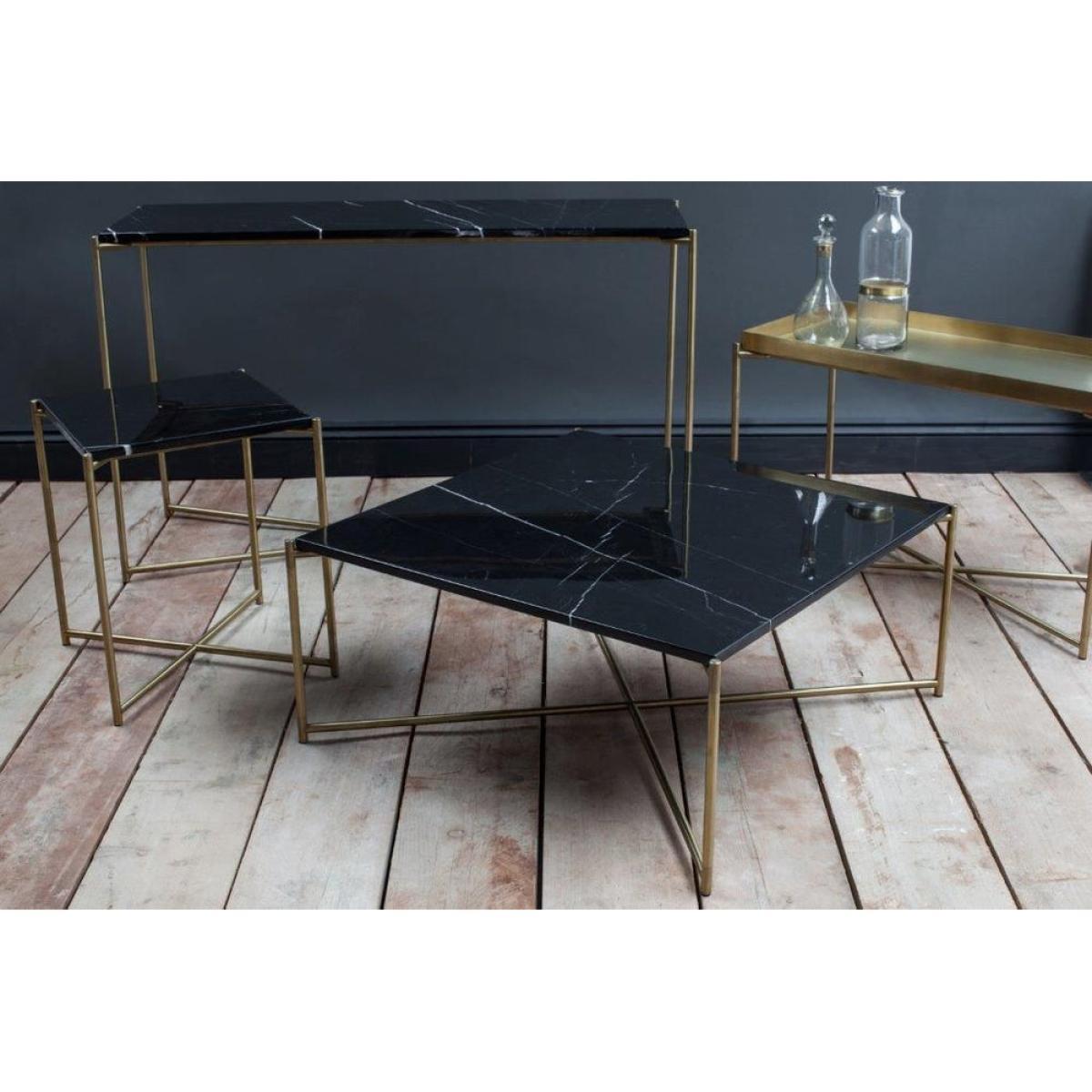 Gillmore Iris Black Marble Top & Gun Metal Frame Square Coffee Table – image 2