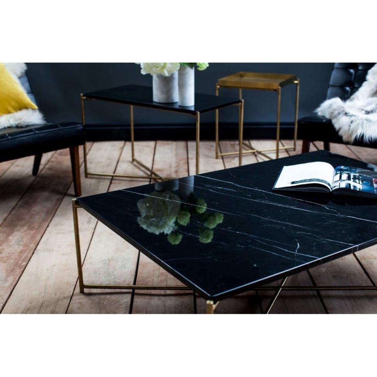 Gillmore Iris Black Marble Top & Gun Metal Frame Square Coffee Table – image 3
