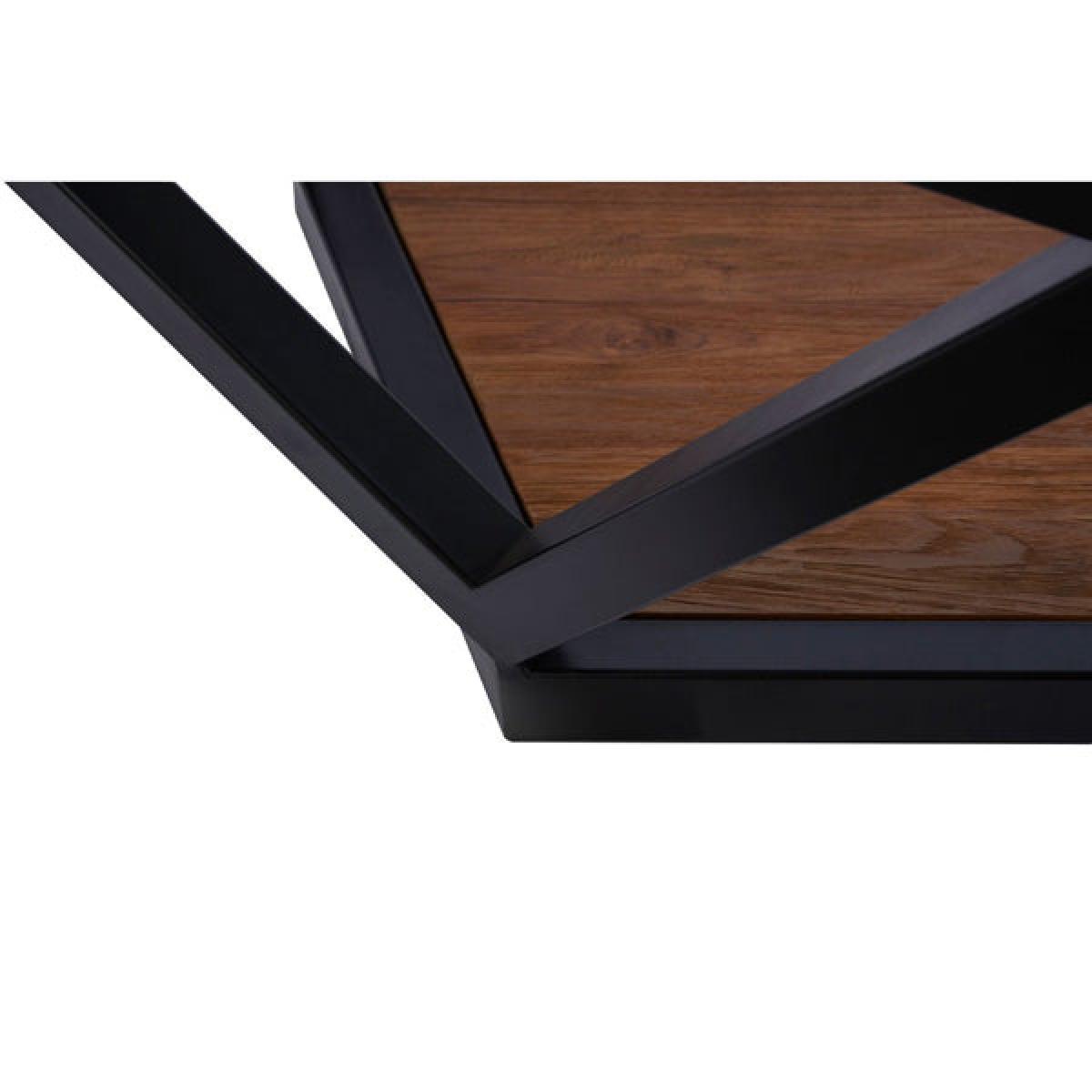 Olivia's Cleo Pentagon Black Coffee Table Clear Glass And Teak Wood – image 4