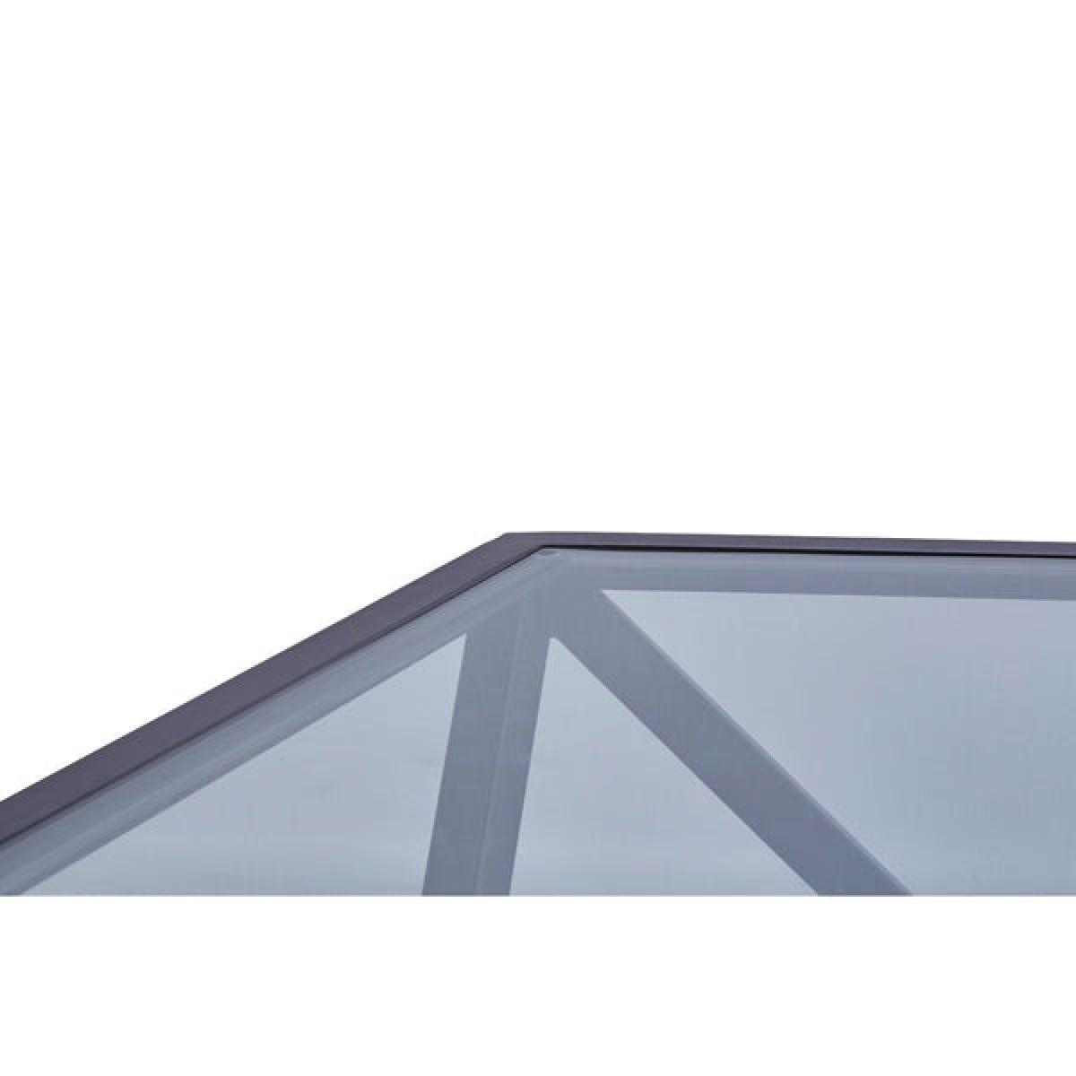 Olivia's Cleo Pentagon Black Coffee Table Clear Glass And Teak Wood – image 6
