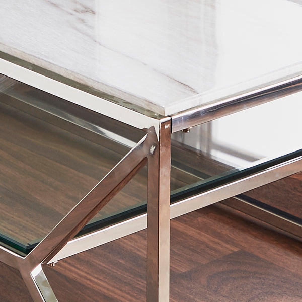 Native Home Coffee Table Marble Glass Silver / Silver / Small – image 2