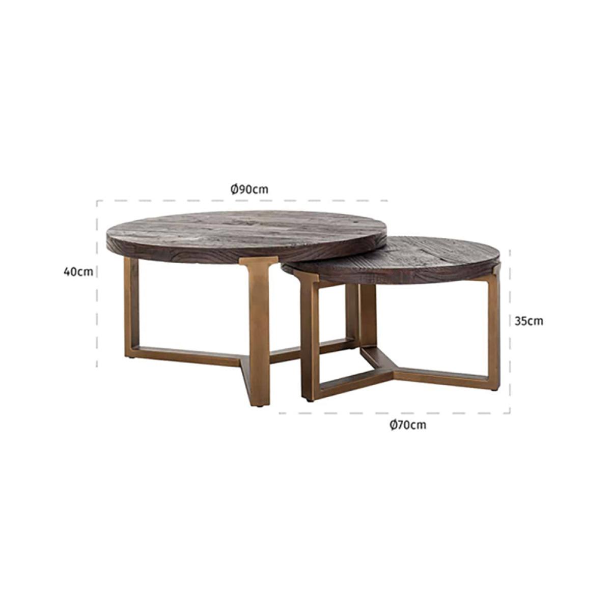Richmond Set of 2 Cromford Brown Round Coffee Table – image 3