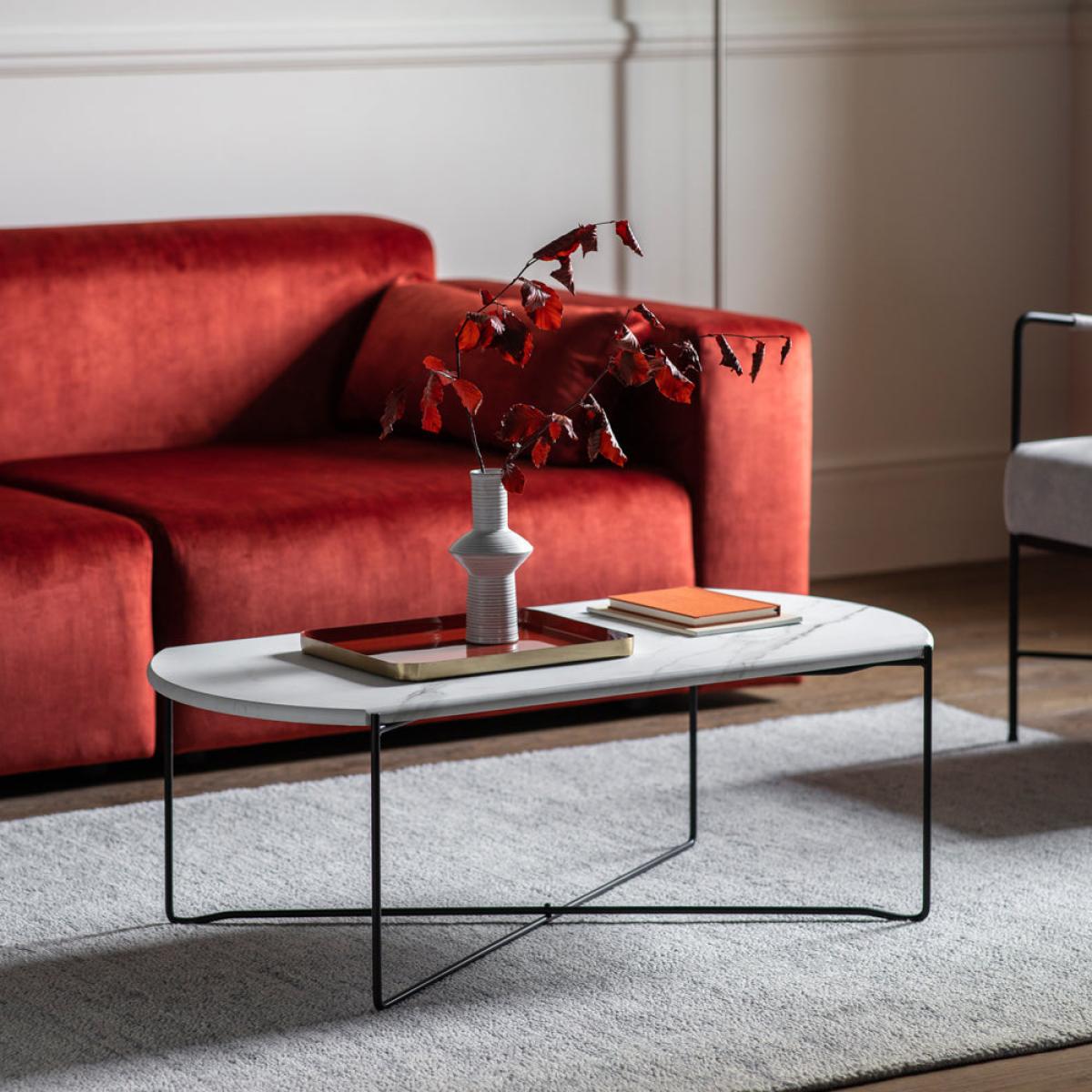 Gallery Interiors Linford Coffee Table in White Marble – image 2
