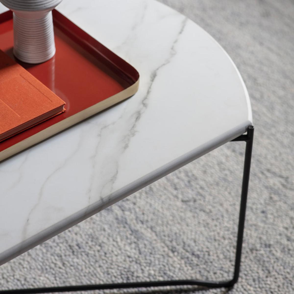 Gallery Interiors Linford Coffee Table in White Marble – image 3