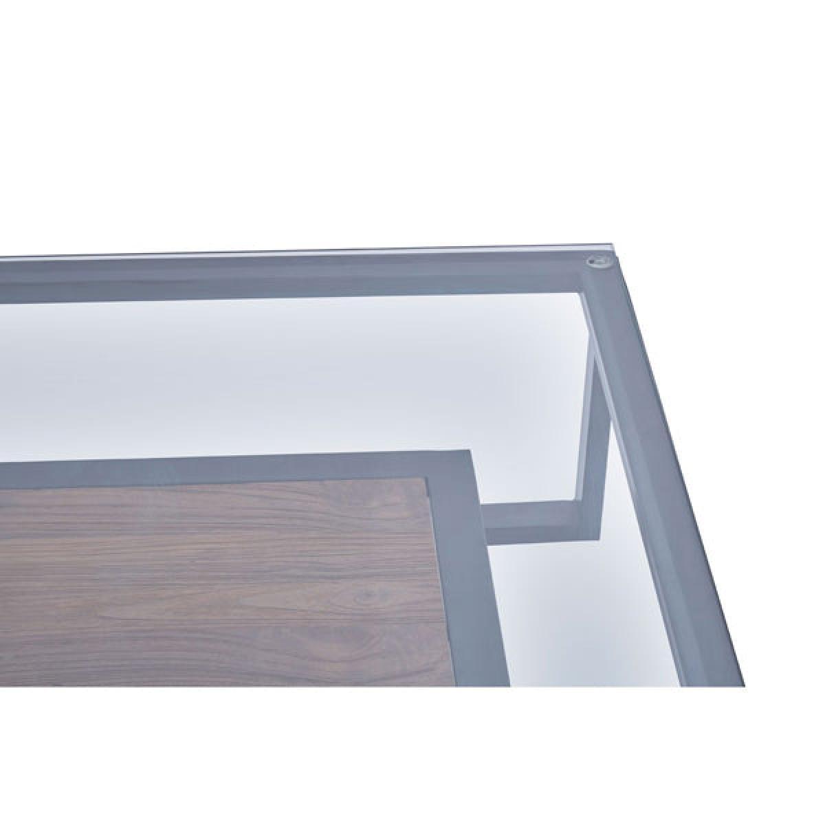 Olivia's Cleo Roman Black Coffee Table Clear Glass And Teak Wood – image 3