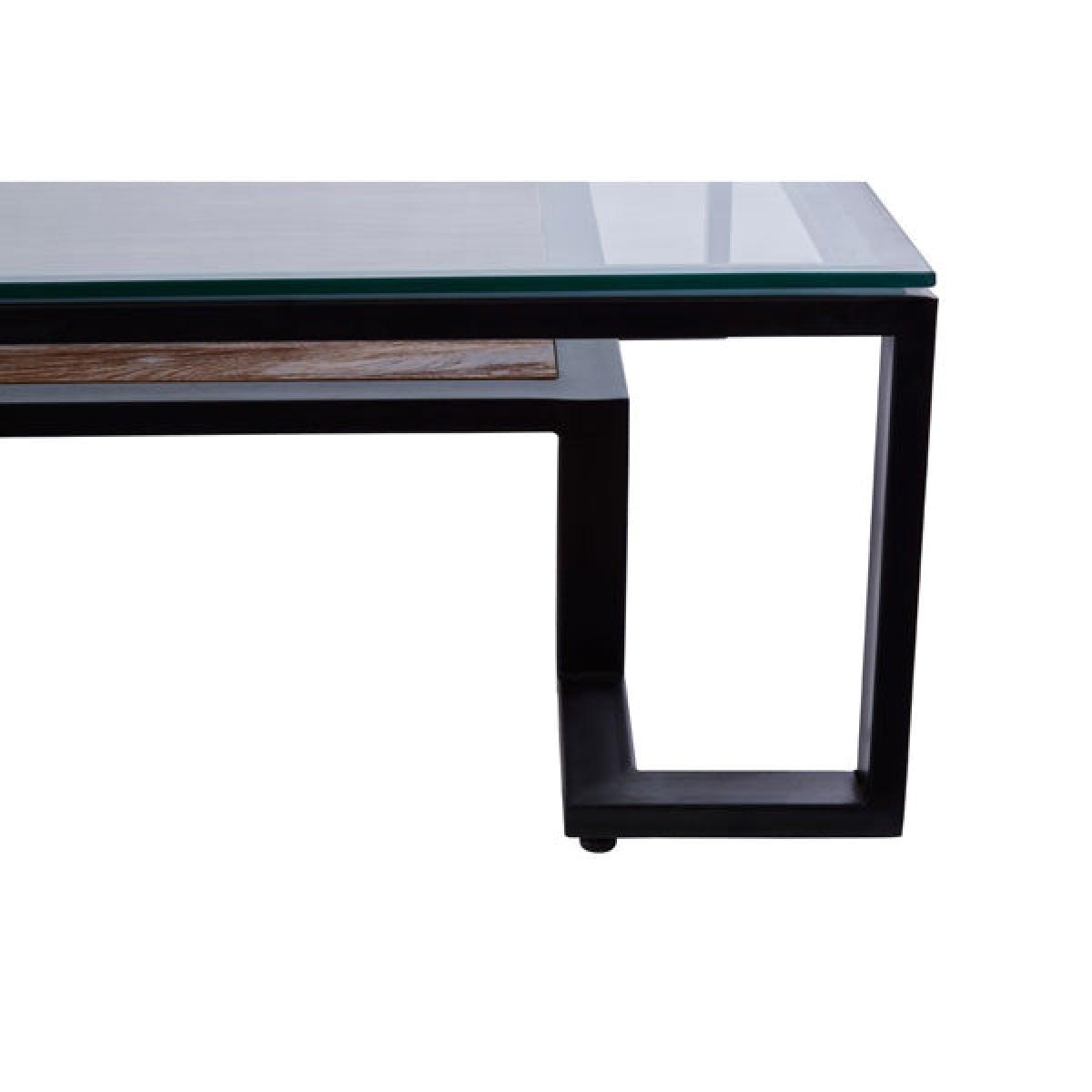 Olivia's Cleo Roman Black Coffee Table Clear Glass And Teak Wood – image 4