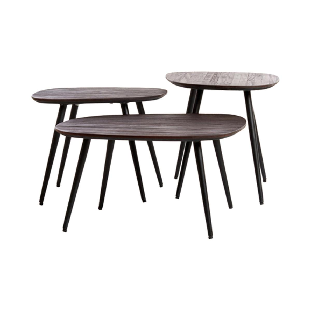 Light & Living Set of 3 Viejo Brown Wood & Black Coffee Tables – image 2