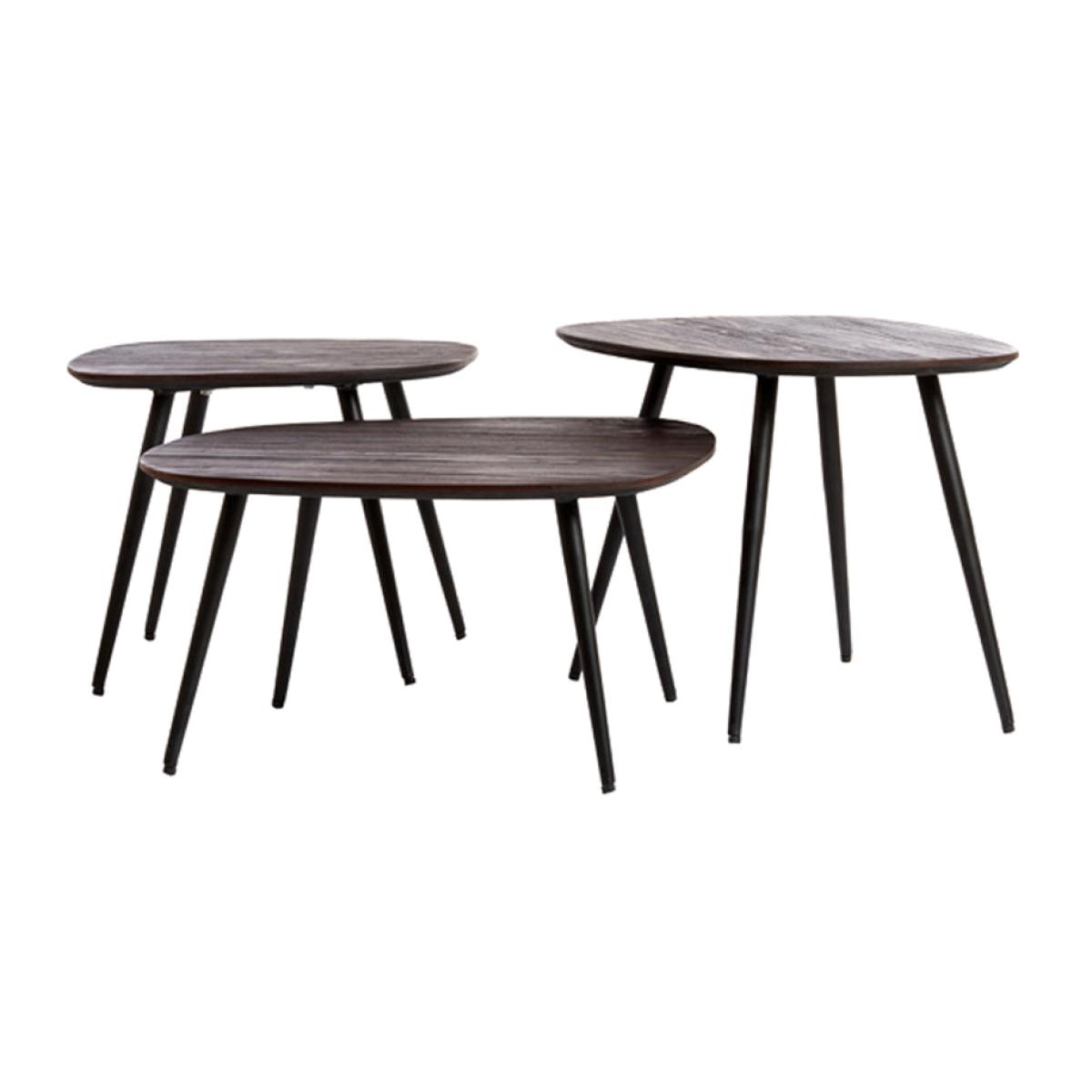 Light & Living Set of 3 Viejo Brown Wood & Black Coffee Tables – image 1