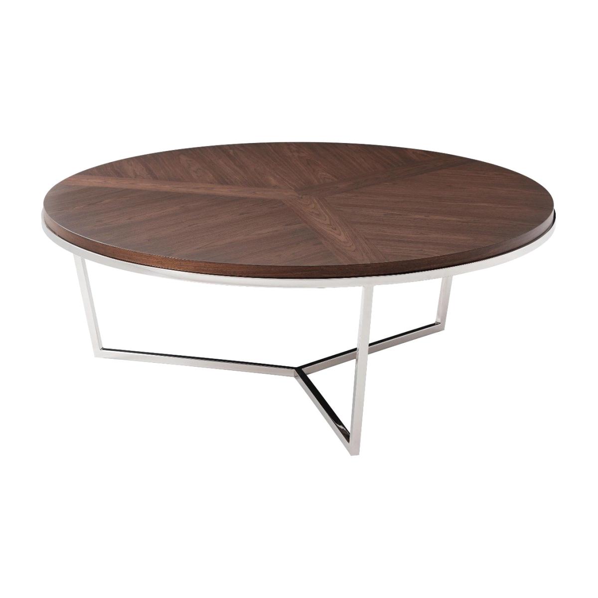 TA Studio Large Round Coffee Table Fisher in Macadamia & Nickel – image 1