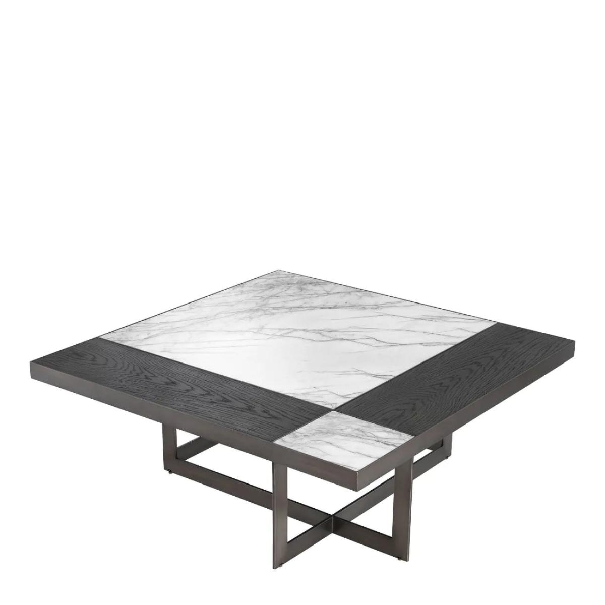 Eichholtz Hermoza Coffee Table in Mocha Crown Oak Veneer Bronze – image 2