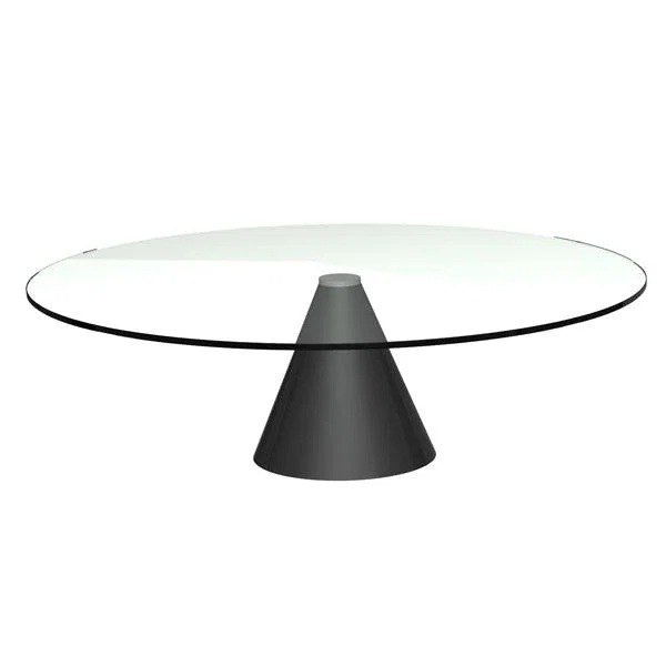 Gillmore Oscar Clear Glass Top & Black Base Round Coffee Table / Small – image 2