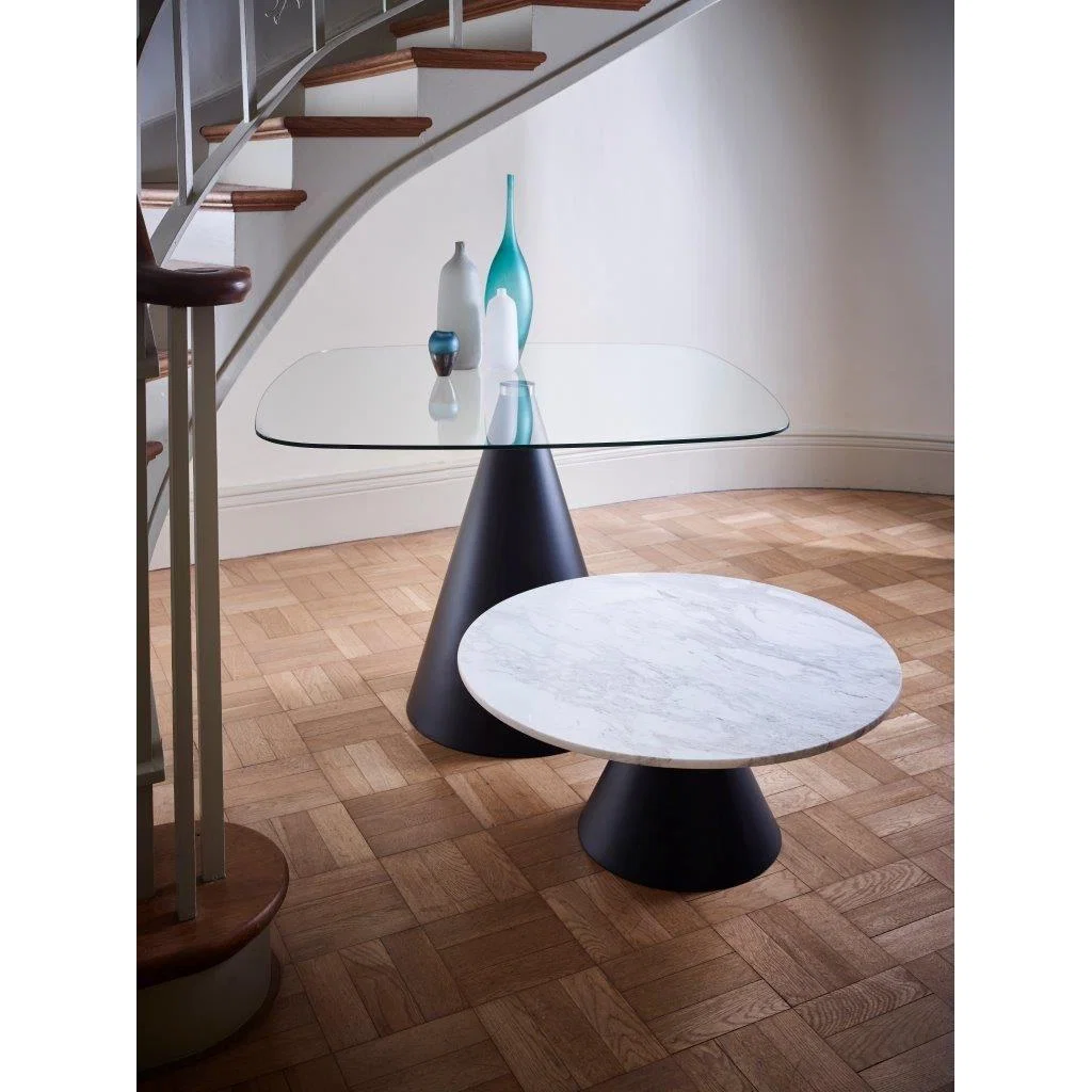 Gillmore Oscar Clear Glass Top & Black Base Round Coffee Table / Small – image 3