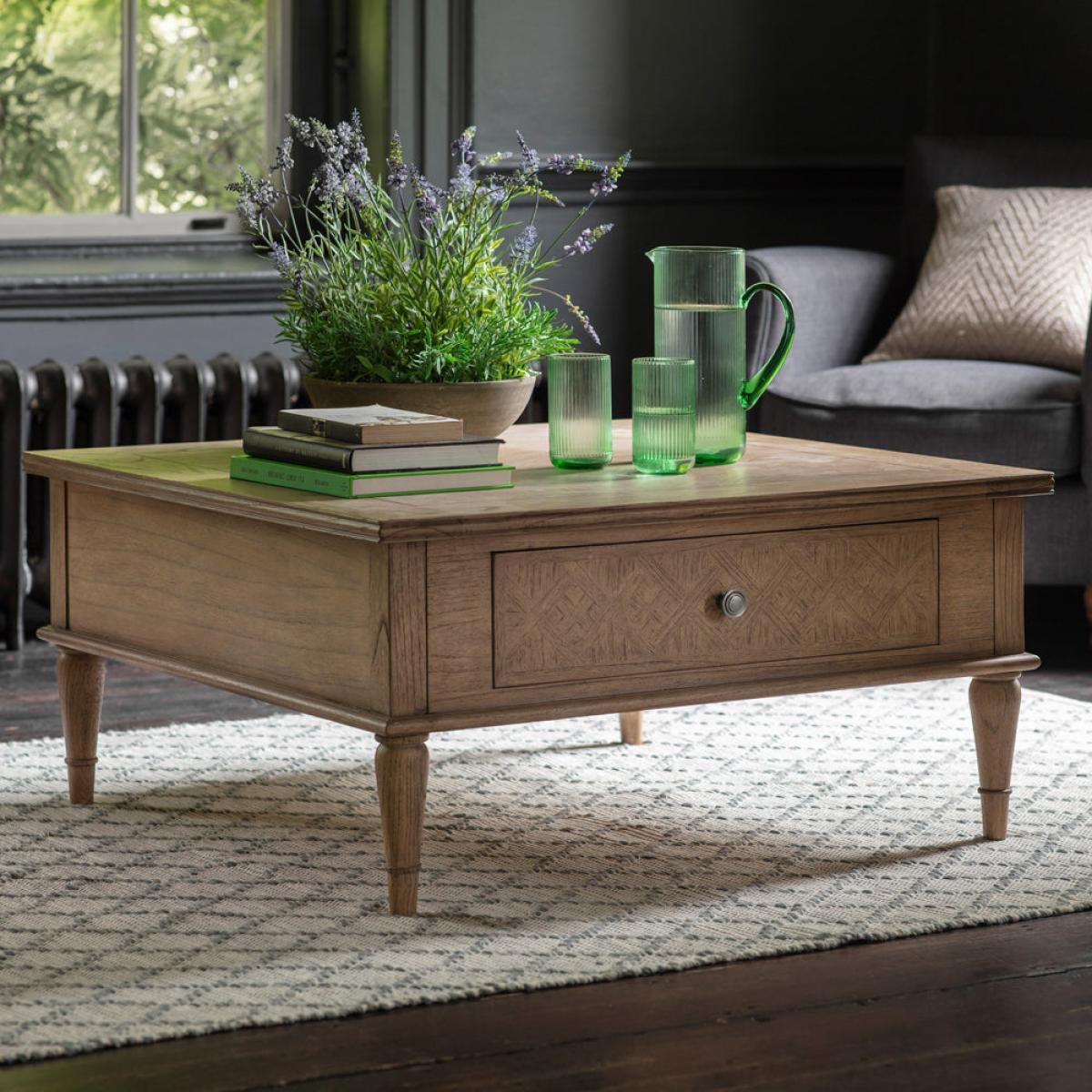 Gallery Direct Mustique Square 2 Drawer Coffee Table Natural – image 2