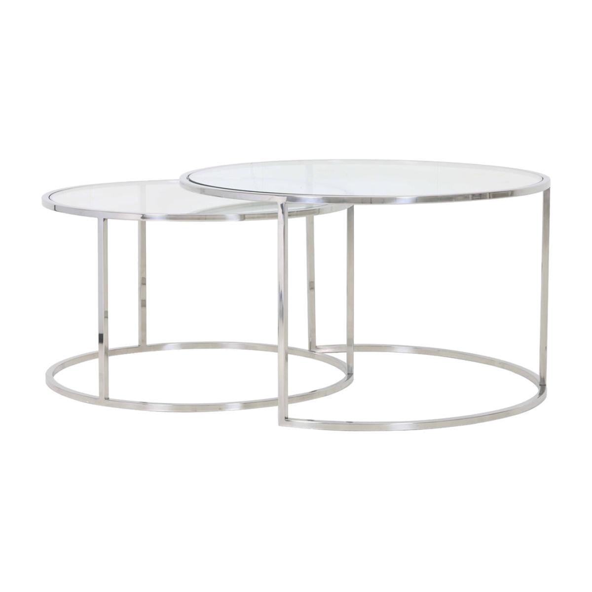 Light & Living Set of 2 Duarte Coffee Table Nickel And Glass | Outlet – image 1
