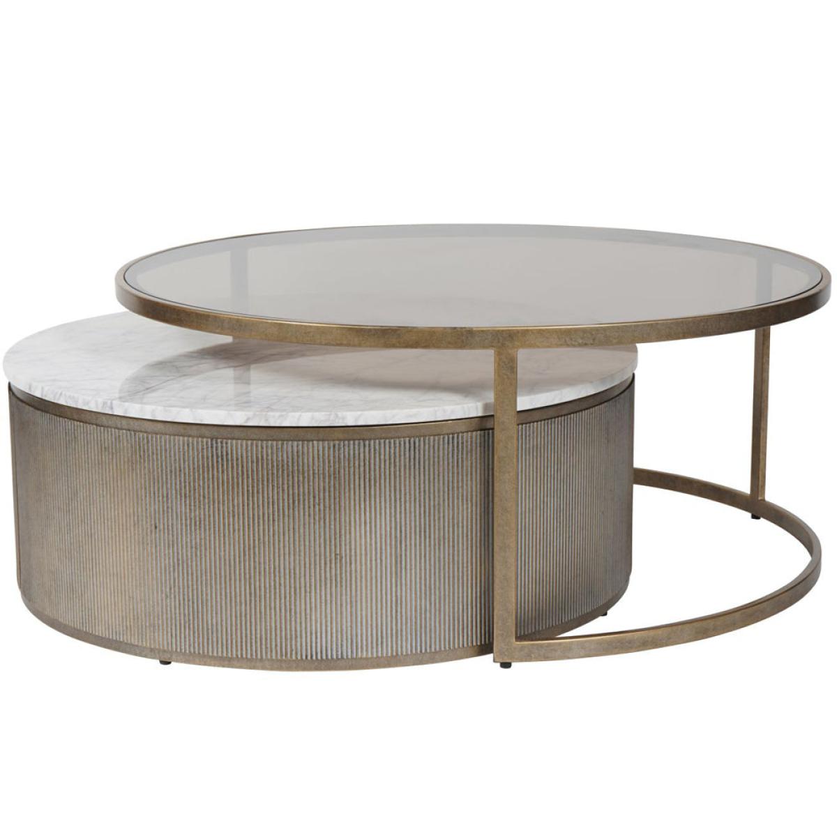 Libra Luxurious Glamour Collection - Set of 2 Belvedere Nesting Coffee Tables in Aged Gold – image 3