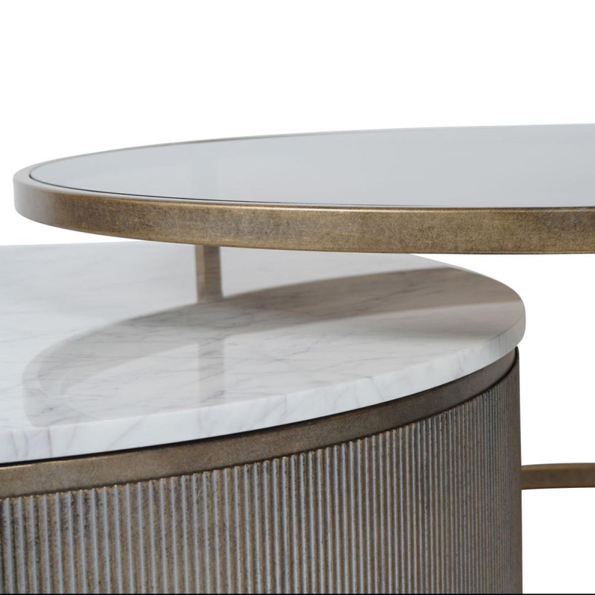 Libra Luxurious Glamour Collection - Set of 2 Belvedere Nesting Coffee Tables in Aged Gold – image 4