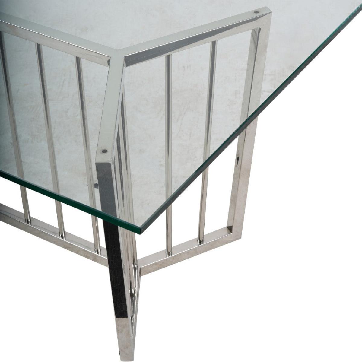 Libra Interiors Abington Stainless Steel Frame and Clear Rectangular Coffee Table - 110x60cm – image 3