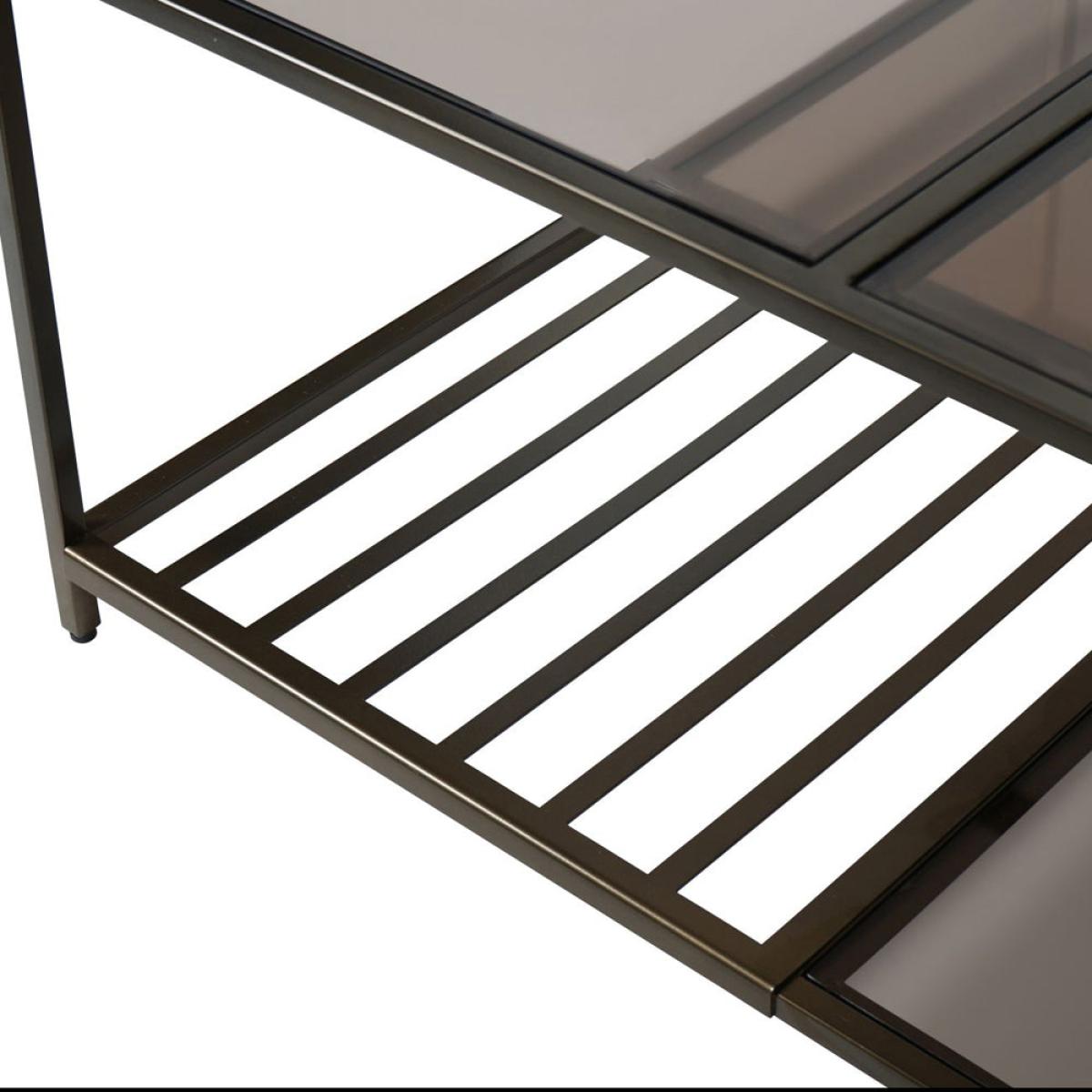 Libra Luxurious Glamour Collection - Westley Coffee Table in Dark Gold with Brown Tinted Glass – image 3