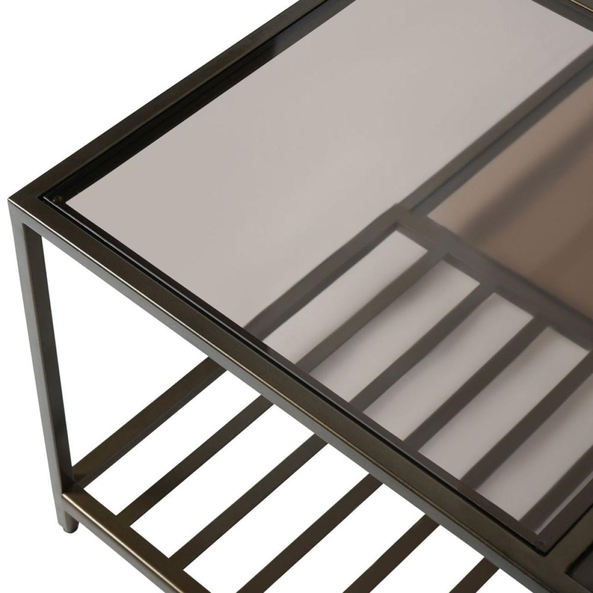 Libra Luxurious Glamour Collection - Westley Coffee Table in Dark Gold with Brown Tinted Glass – image 4
