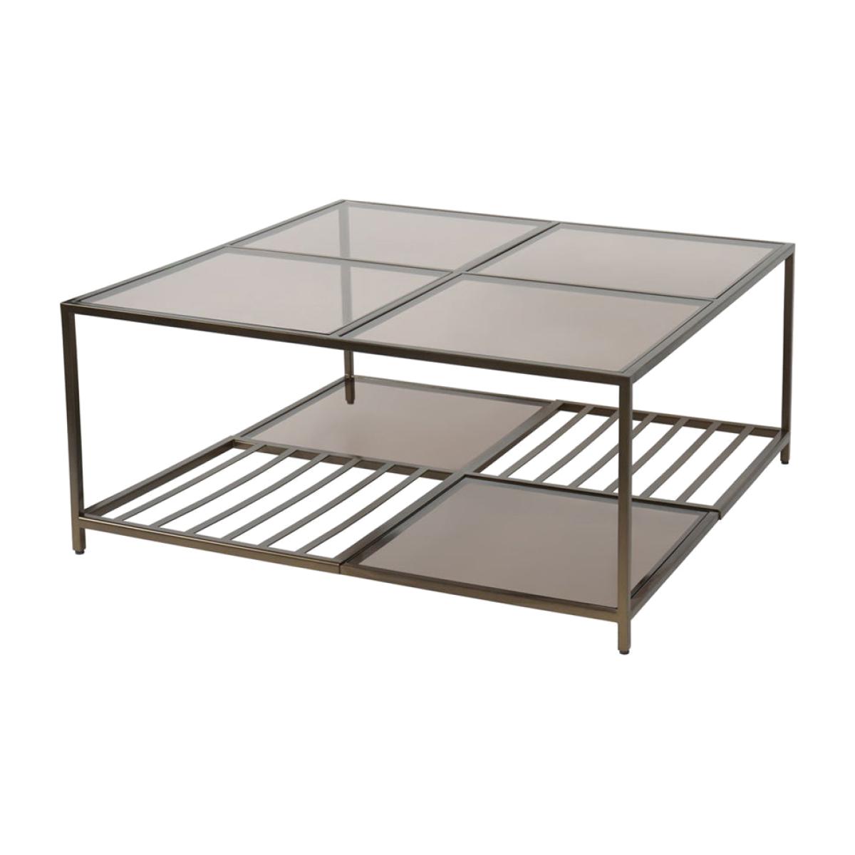 Libra Luxurious Glamour Collection - Westley Coffee Table in Dark Gold with Brown Tinted Glass – image 1