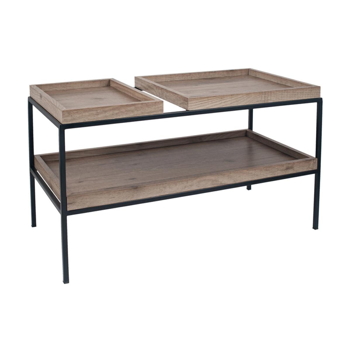 Olivia's Candice Natural Wood Veneer and Black Metal Coffee Table – image 2