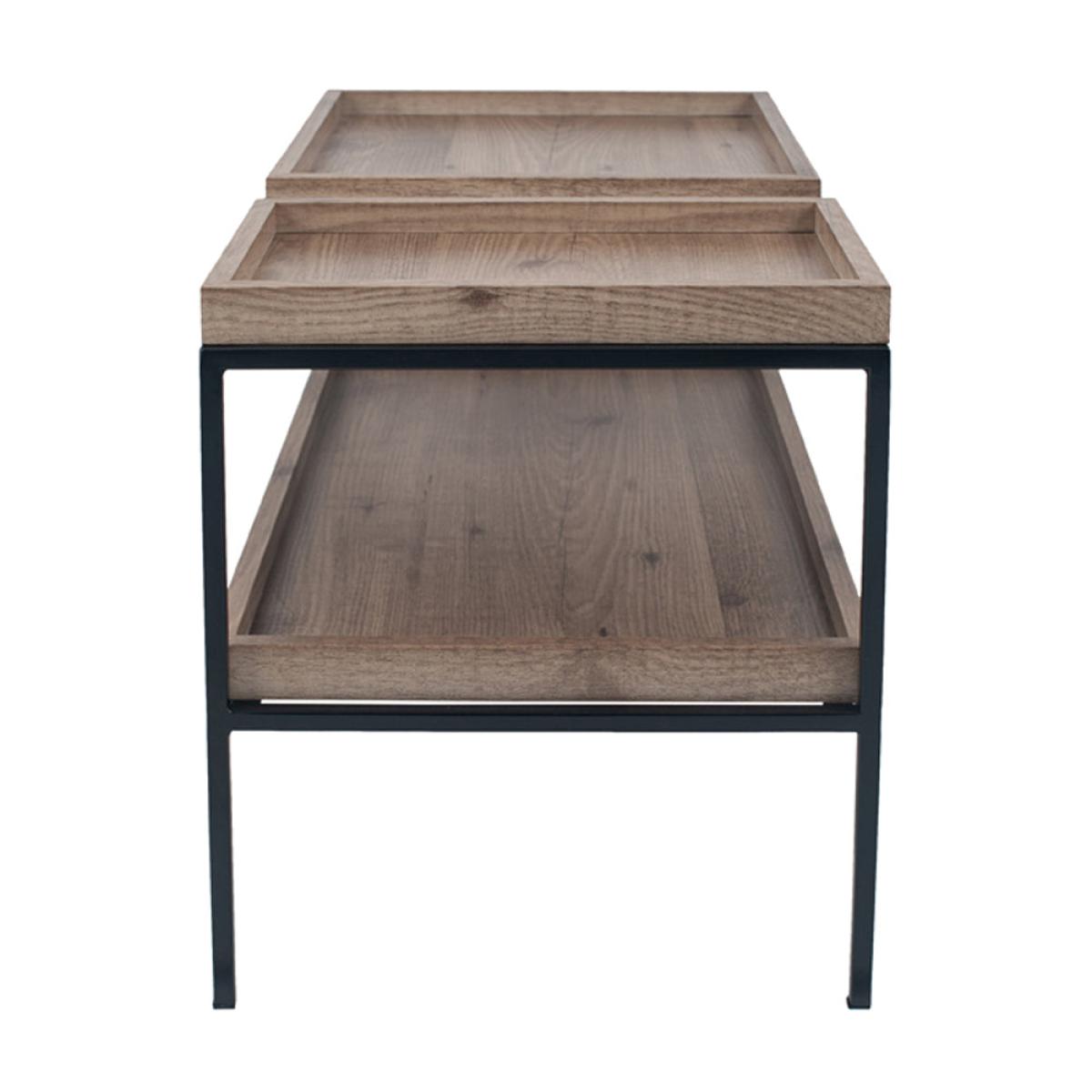 Olivia's Candice Natural Wood Veneer and Black Metal Coffee Table – image 3