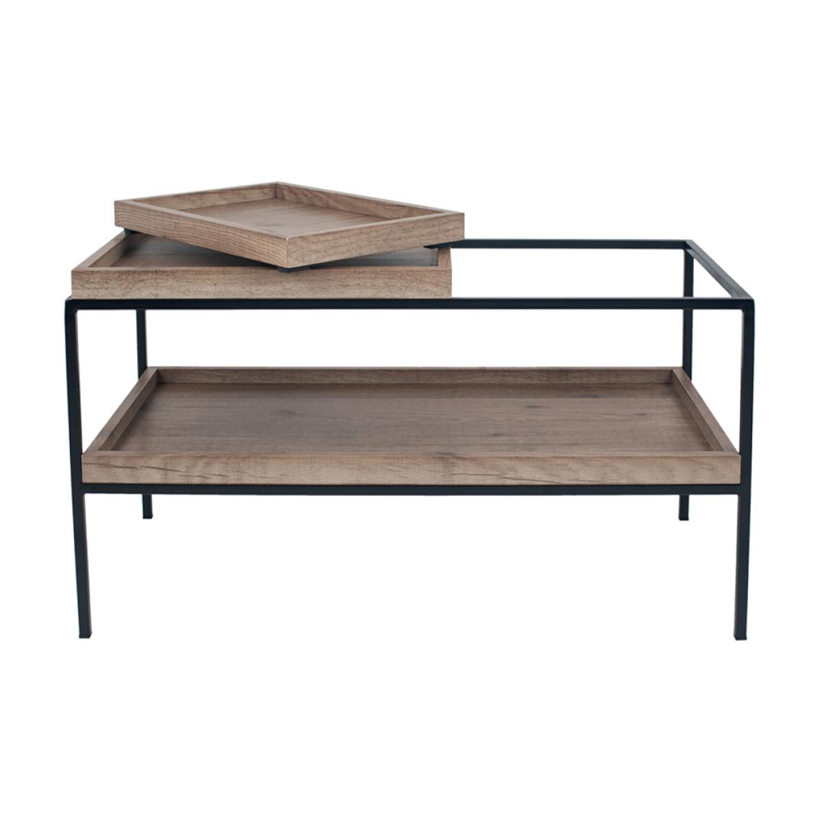 Olivia's Candice Natural Wood Veneer and Black Metal Coffee Table – image 4