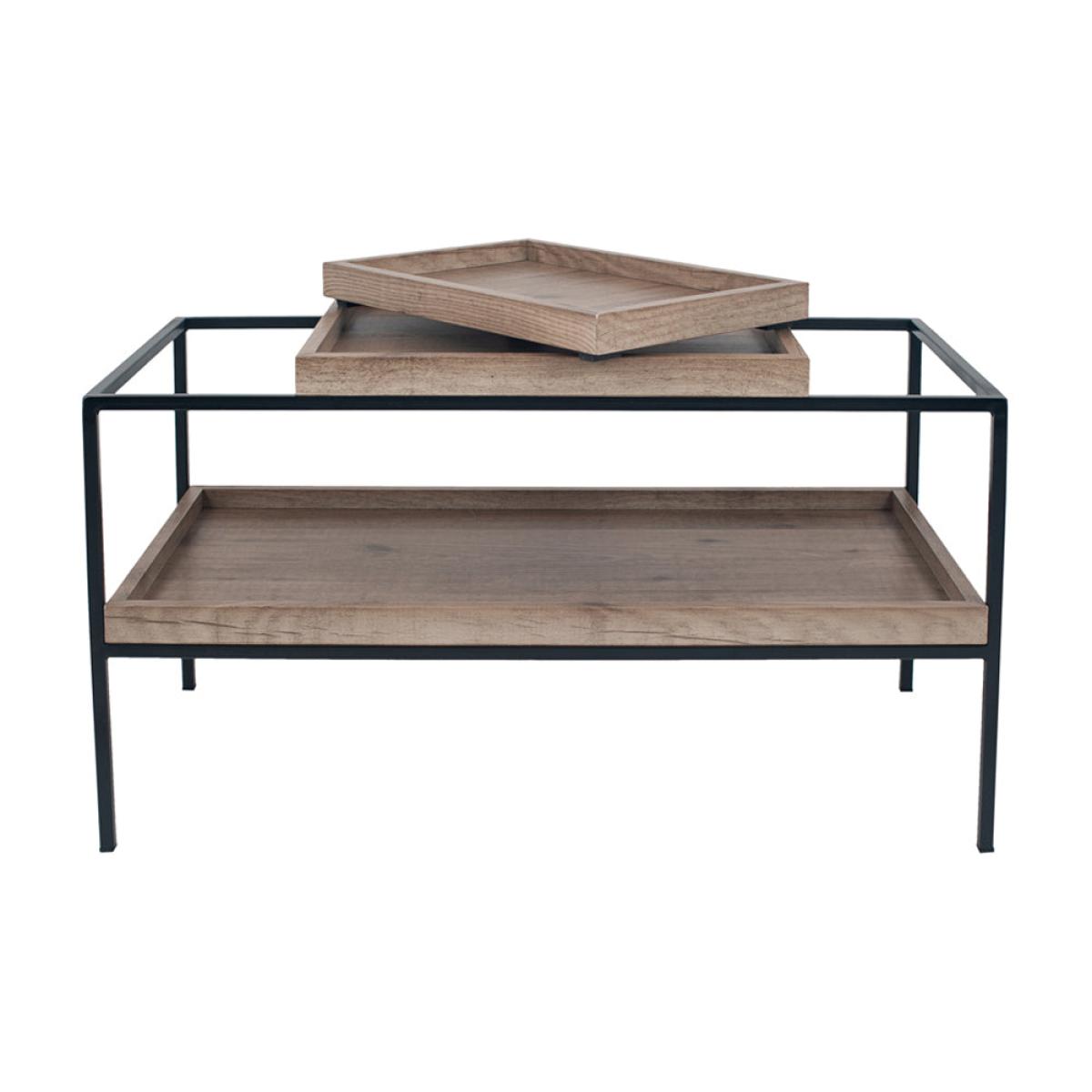 Olivia's Candice Natural Wood Veneer and Black Metal Coffee Table – image 5