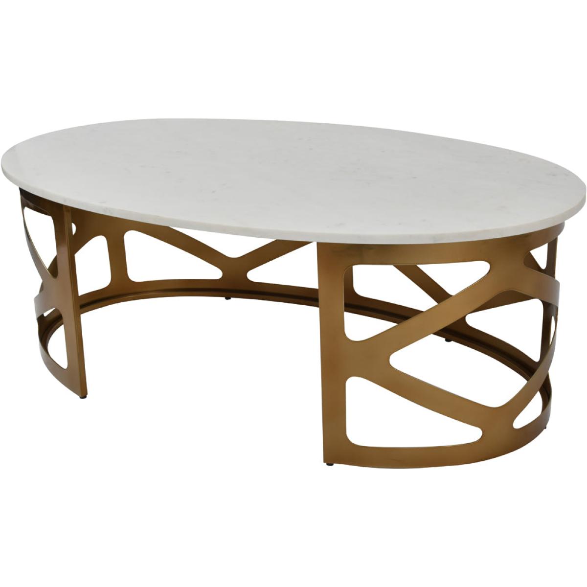 Libra Luxurious Glamour Collection - Metropolitan Coffee Table Satin Bronze Finish With Off-White Marble – image 3