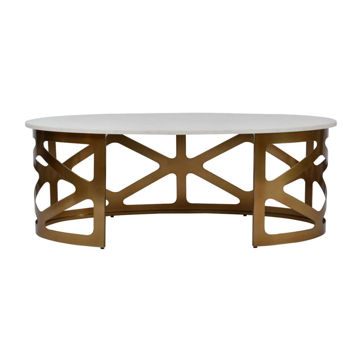 Libra Luxurious Glamour Collection - Metropolitan Coffee Table Satin Bronze Finish With Off-White Marble – image 1