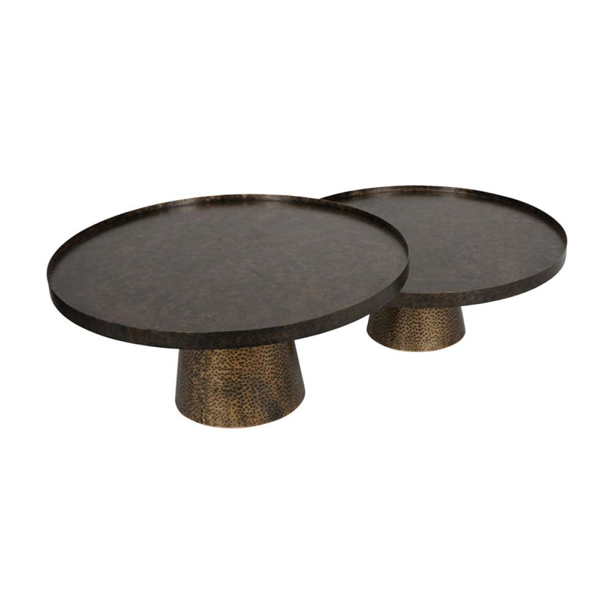 Libra Luxurious Glamour Collection - Set of 2 Sandbanks Iron Coffee Tables in Rustic Antique Gold – image 2