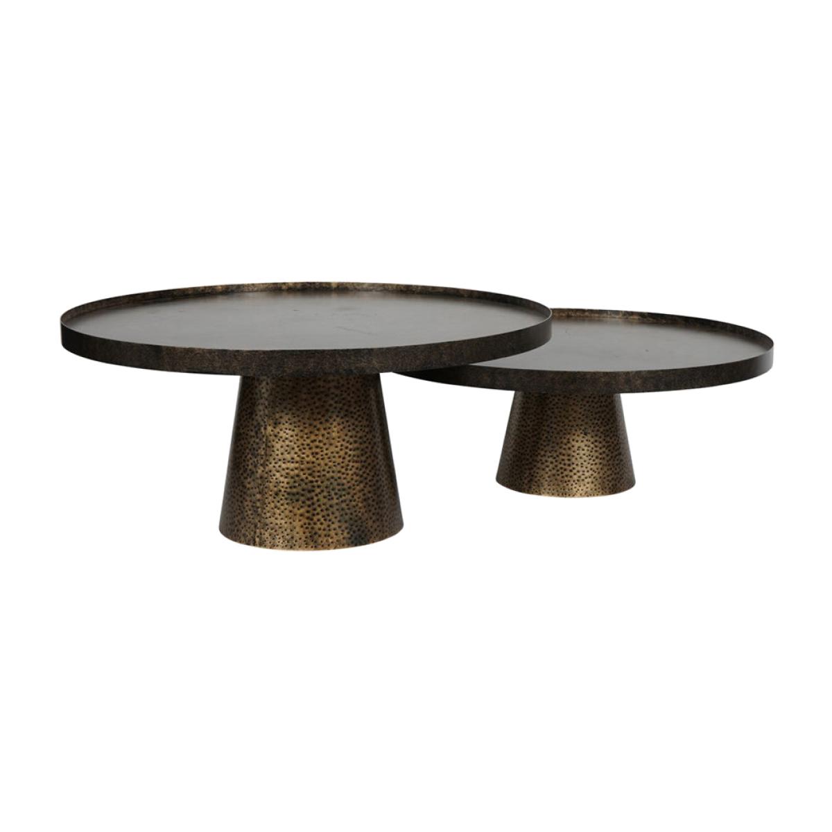 Libra Luxurious Glamour Collection - Set of 2 Sandbanks Iron Coffee Tables in Rustic Antique Gold – image 1