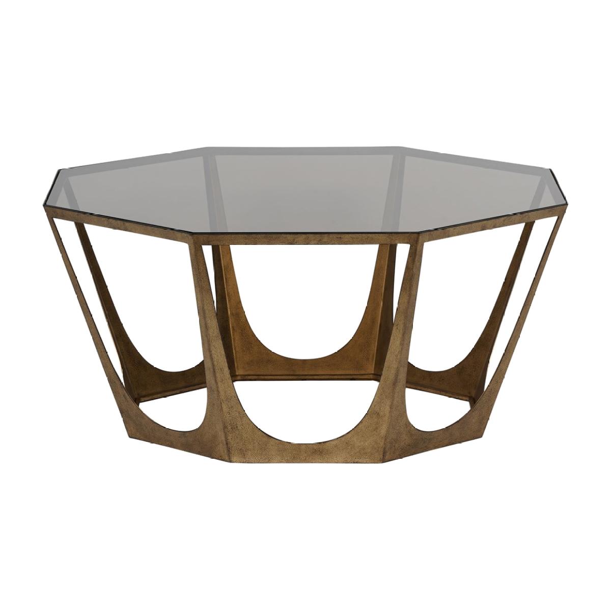 Libra Interiors Terassa Catalan Style Champagne and Smoked Glass Coffee Table – image 1