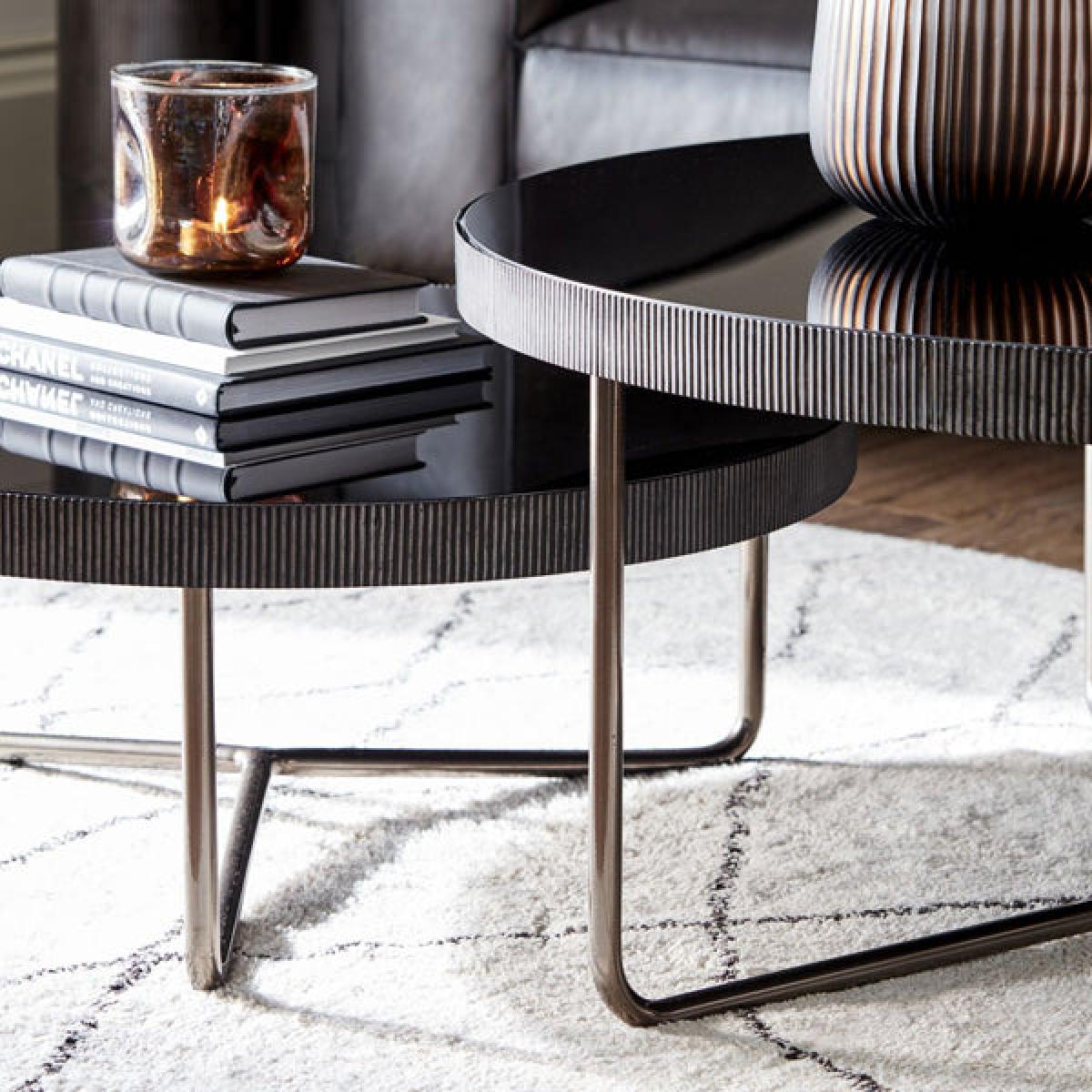 Libra Calm Neutral Collection - Knightsbridge Round Set 0f 2 Coffee Table Black Tinted Glass – image 6