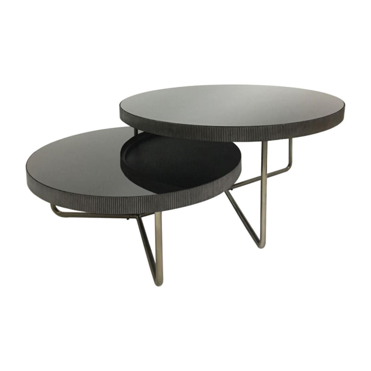 Libra Calm Neutral Collection - Knightsbridge Round Set 0f 2 Coffee Table Black Tinted Glass – image 1